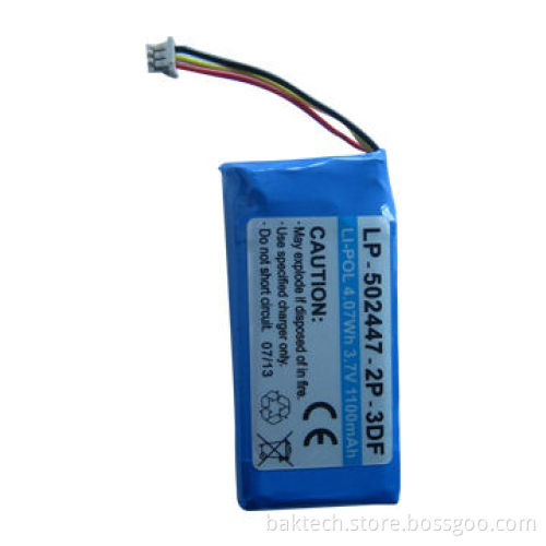 Li-polymer Battery, 3.7V/1,100mAh, 1S2P, 502447 Cell with PCM and 10K NTC, Lead-out Wires, Connector